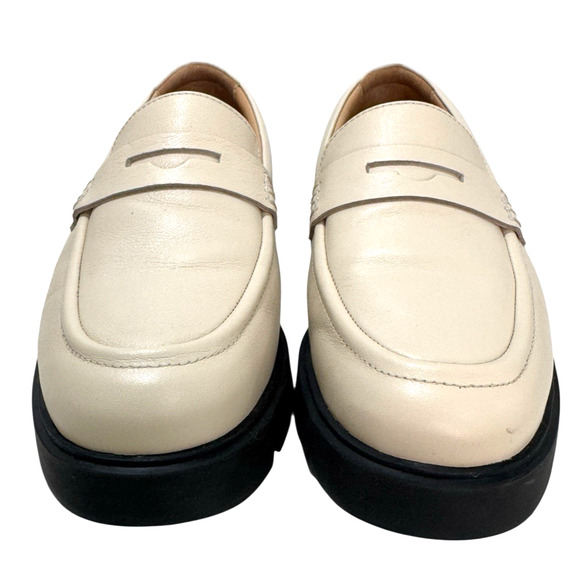 Abeo Boulevard Leather Penny Loafer Beige Size 7 Neutral Lug Sole Slip On - Picture 2 of 8